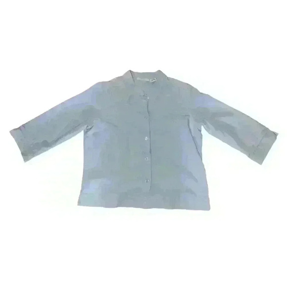 Weekend Clothes Line Tops - Weekend Clothes Line Sz L blue preppy 3/4 sleeve Collar Button Coastal